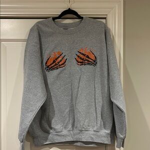 Gildan Gray Sweater with Orange Graphic